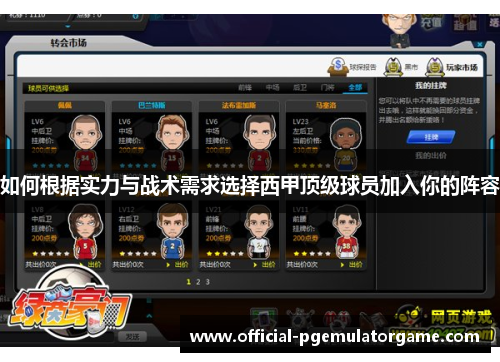 如何根据实力与战术需求选择西甲顶级球员加入你的阵容