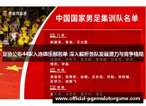 足协公布44家入选俱乐部名单 深入解析各队发展潜力与竞争格局